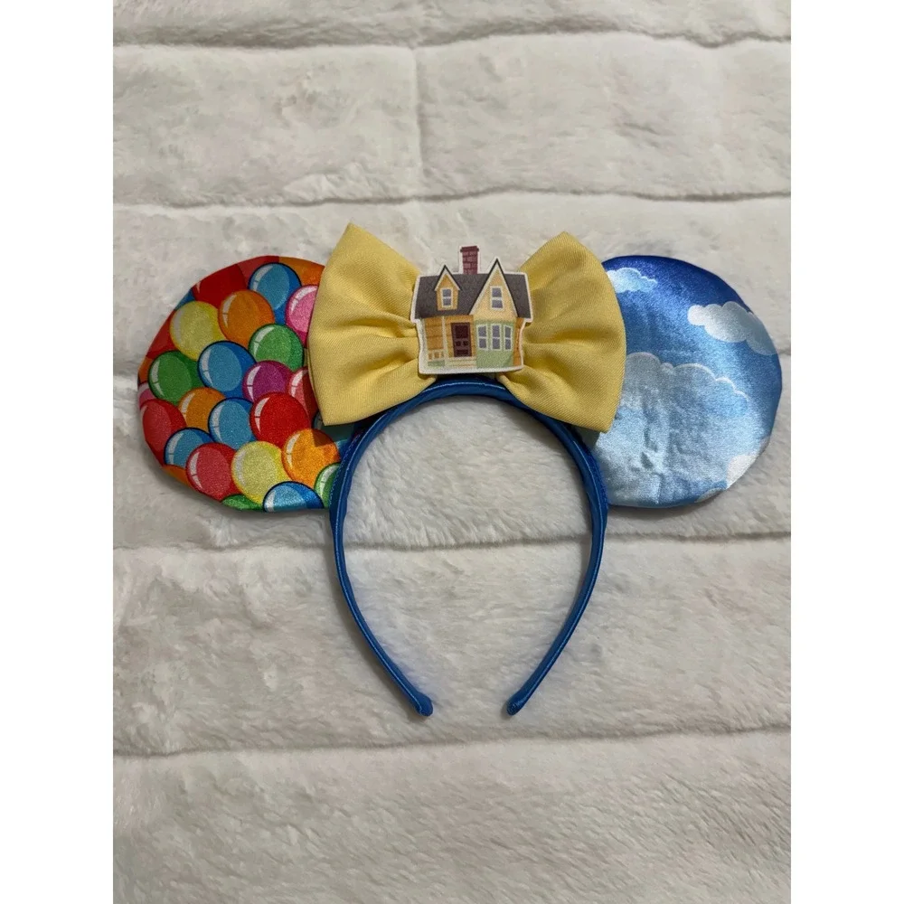 Disney Pixar Up Carl & Ellie House Balloon Ear Headband Yellow Bow